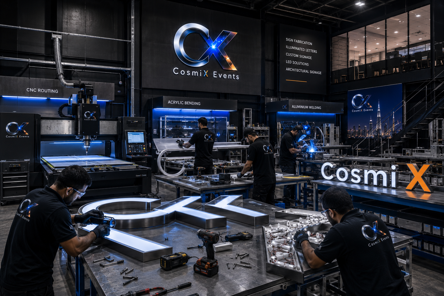 Illuminated sign fabrication capability showcase